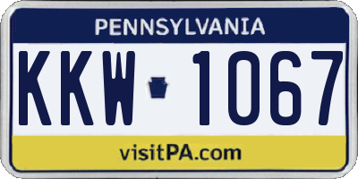 PA license plate KKW1067