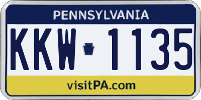 PA license plate KKW1135
