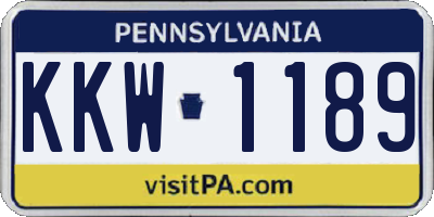 PA license plate KKW1189