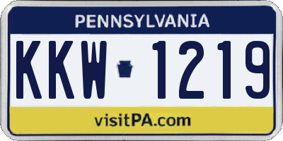 PA license plate KKW1219
