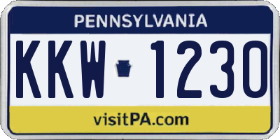 PA license plate KKW1230