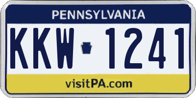 PA license plate KKW1241