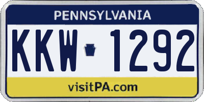 PA license plate KKW1292