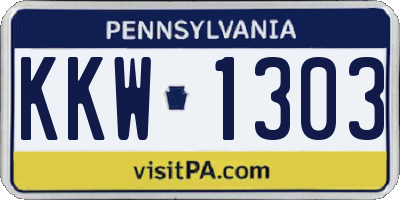 PA license plate KKW1303