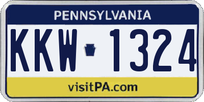 PA license plate KKW1324