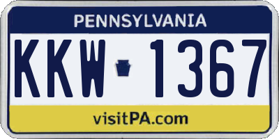 PA license plate KKW1367