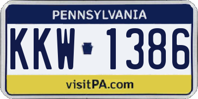 PA license plate KKW1386