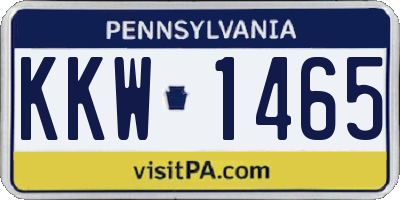 PA license plate KKW1465
