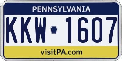 PA license plate KKW1607