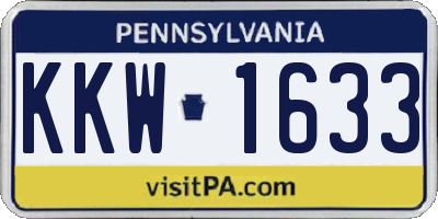 PA license plate KKW1633