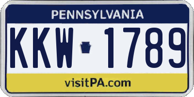 PA license plate KKW1789