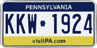PA license plate KKW1924
