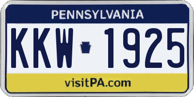 PA license plate KKW1925
