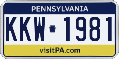 PA license plate KKW1981