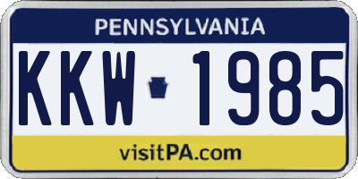 PA license plate KKW1985