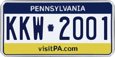 PA license plate KKW2001