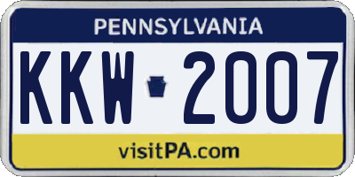 PA license plate KKW2007