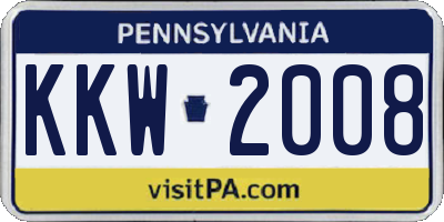 PA license plate KKW2008