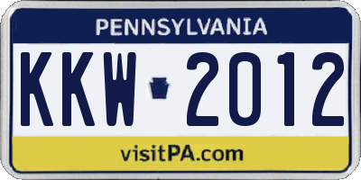 PA license plate KKW2012
