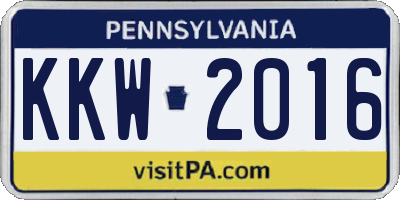 PA license plate KKW2016