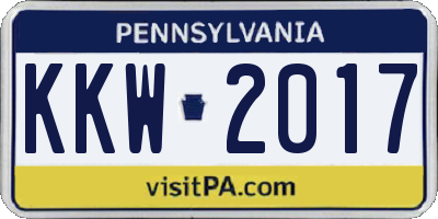PA license plate KKW2017