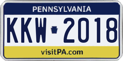 PA license plate KKW2018