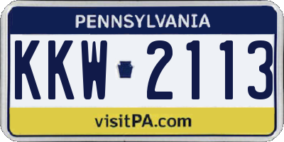 PA license plate KKW2113