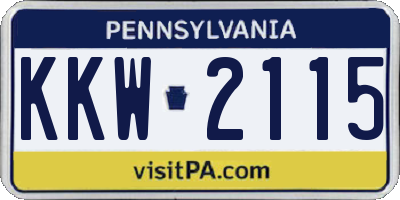 PA license plate KKW2115