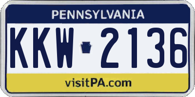 PA license plate KKW2136