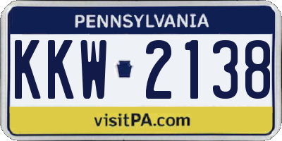 PA license plate KKW2138