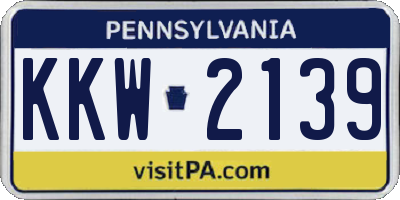 PA license plate KKW2139