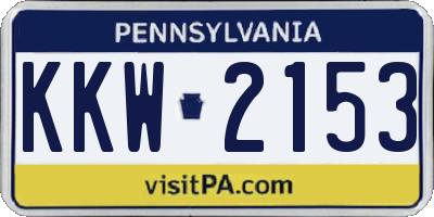 PA license plate KKW2153