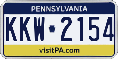 PA license plate KKW2154