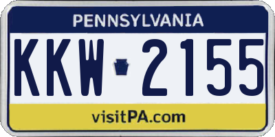 PA license plate KKW2155