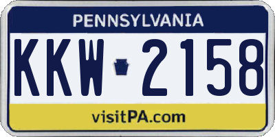 PA license plate KKW2158