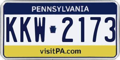 PA license plate KKW2173