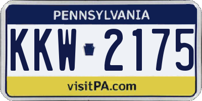 PA license plate KKW2175