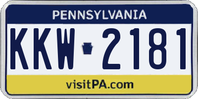 PA license plate KKW2181