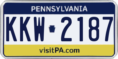 PA license plate KKW2187