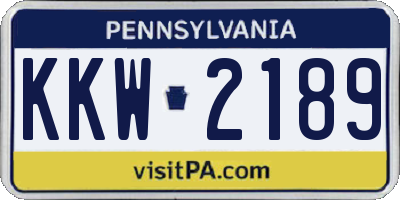 PA license plate KKW2189
