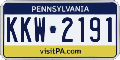 PA license plate KKW2191