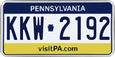 PA license plate KKW2192