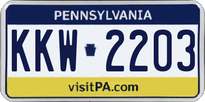 PA license plate KKW2203