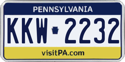 PA license plate KKW2232