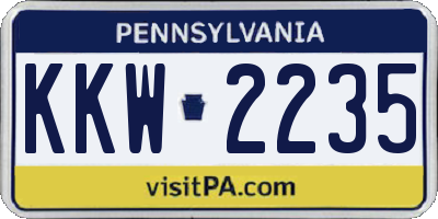 PA license plate KKW2235