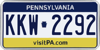PA license plate KKW2292