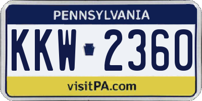 PA license plate KKW2360