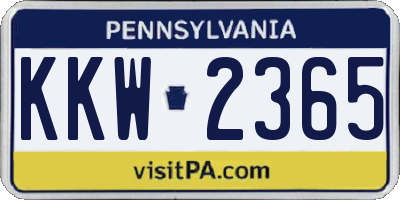 PA license plate KKW2365