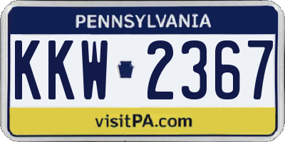 PA license plate KKW2367