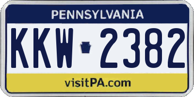 PA license plate KKW2382